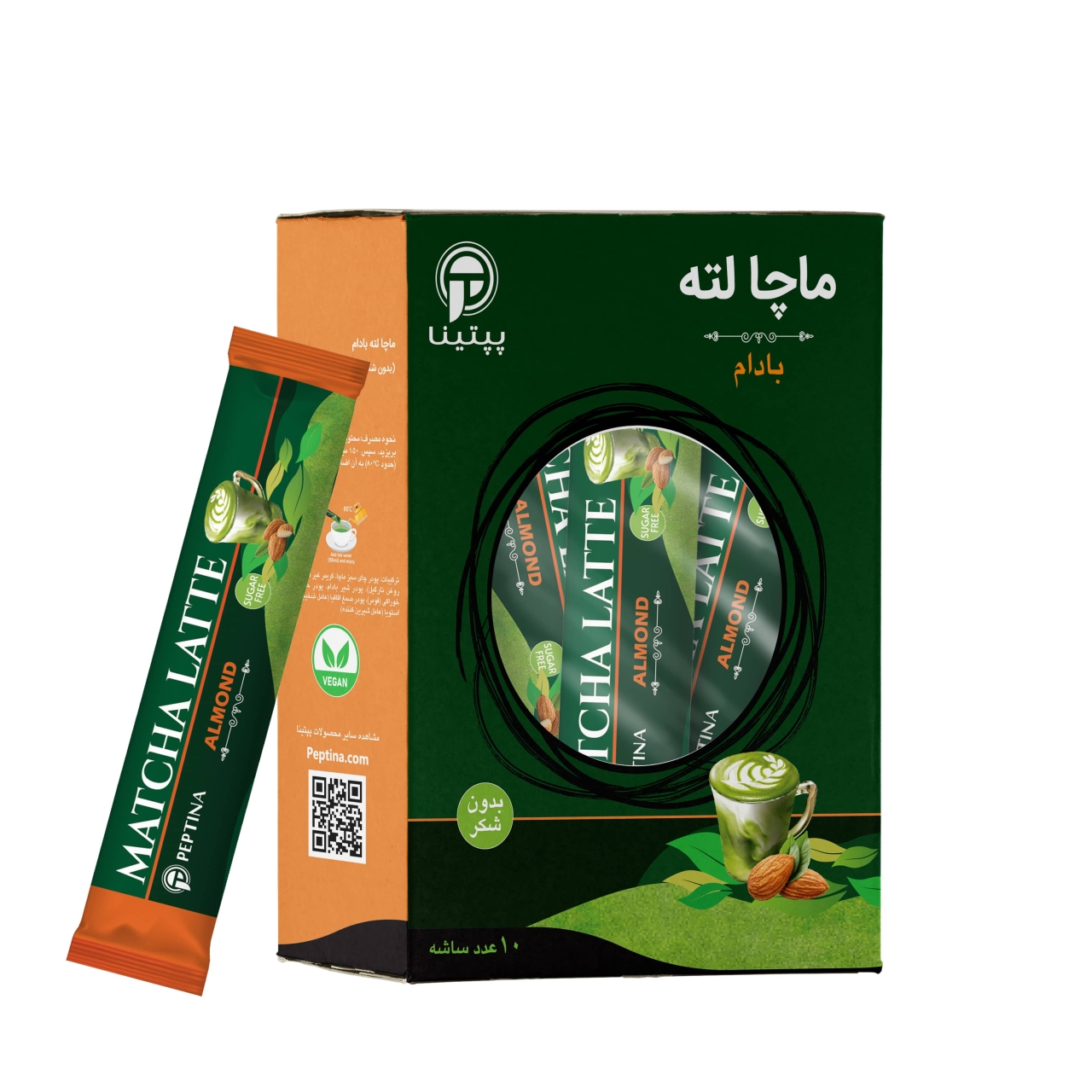 چای ماچا لته با پودر شیر بادام پپتینا بسته 10 عددی