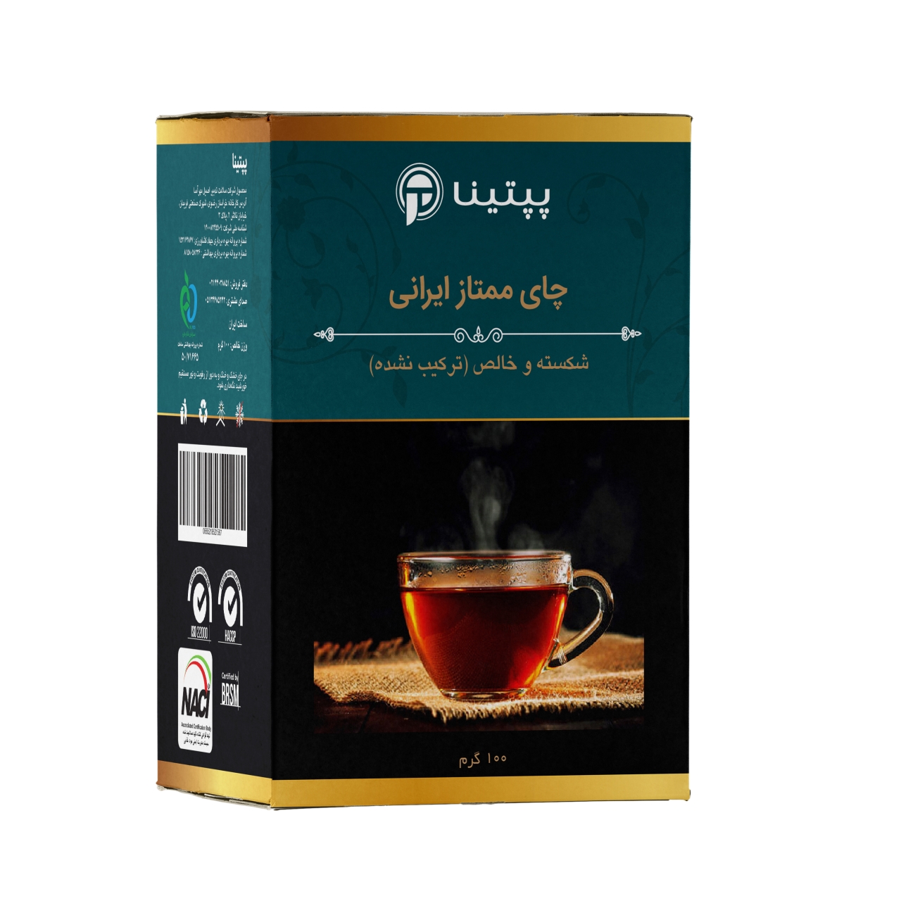 چای سیاه شکسته ممتاز ایرانی پپتینا جعبه 100 گرمی