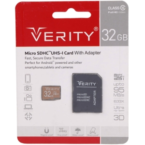 کارت حافظه microSDHC وریتی مدل 633X کلاس 10 استاندارد UHS-I U1 سرعت 95MBps ظرفیت 32 گیگابایت همراه با آداپتور SD