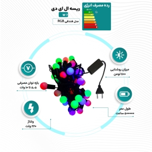 ریسه ال ای دی مدل فندقی RGB طول 5 متر