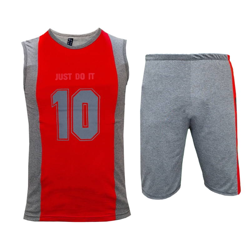 ست تاپ و شلوارک مردانه طرح JUST DO IT کد 1048 رنگ قرمز