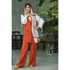 ست وست و شلوار کلاسیک مدل الیسا رنگ آجری کد 1868 برند SET