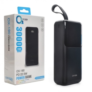 پاوربانک اکسیژن مدل OX-190 ظرفیت 30000 میلی آمپر ساعت