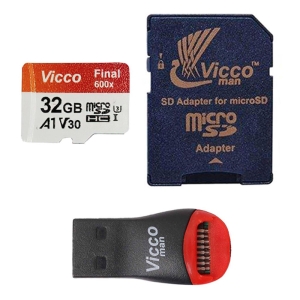 کارت حافظه microSDHC ویکومن مدل Final 600X کلاس 10سرعت 90MBps ظرفیت 32 گیگابایت همراه با آداپتور و رم ریدر