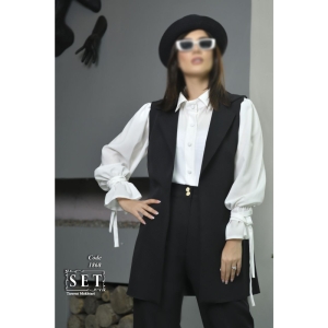 ست وست و شلوار کلاسیک مدل الیسا رنگ مشکی کد 1868 برند SET