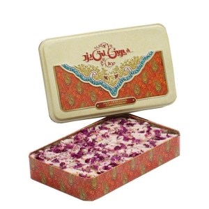 لوز نارگیل گل محمدی طرح جعبه فلزی سنتی یزد