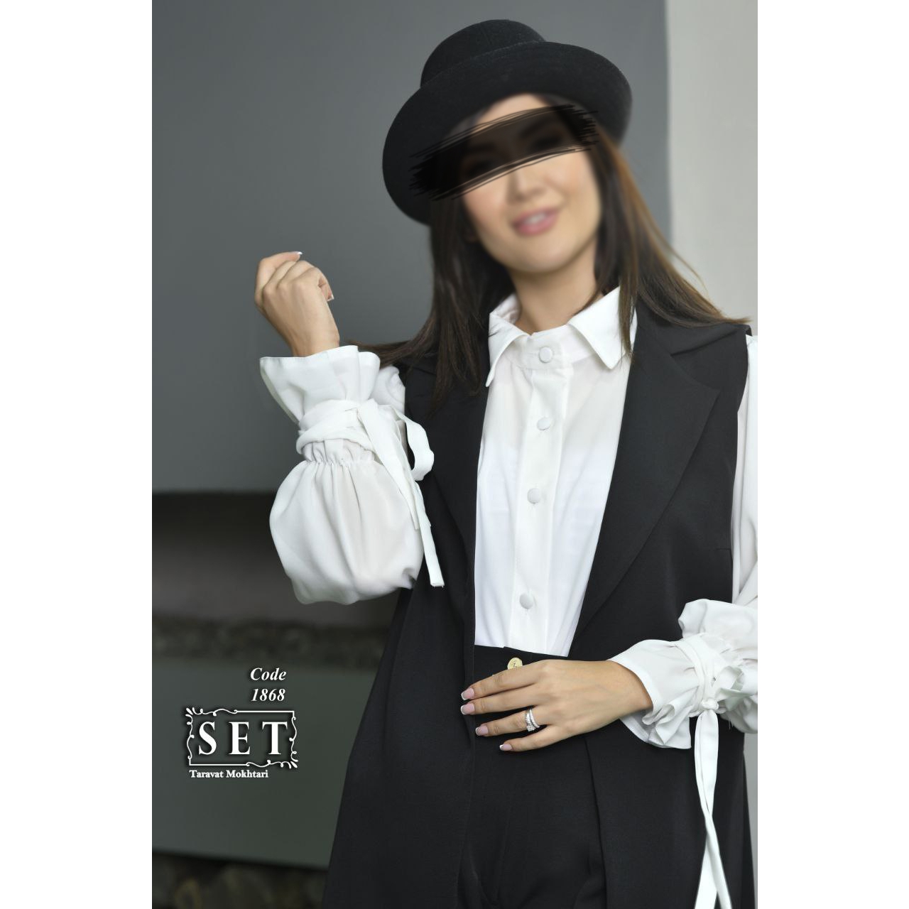 ست وست و شلوار کلاسیک مدل الیسا رنگ مشکی کد 1868 برند SET