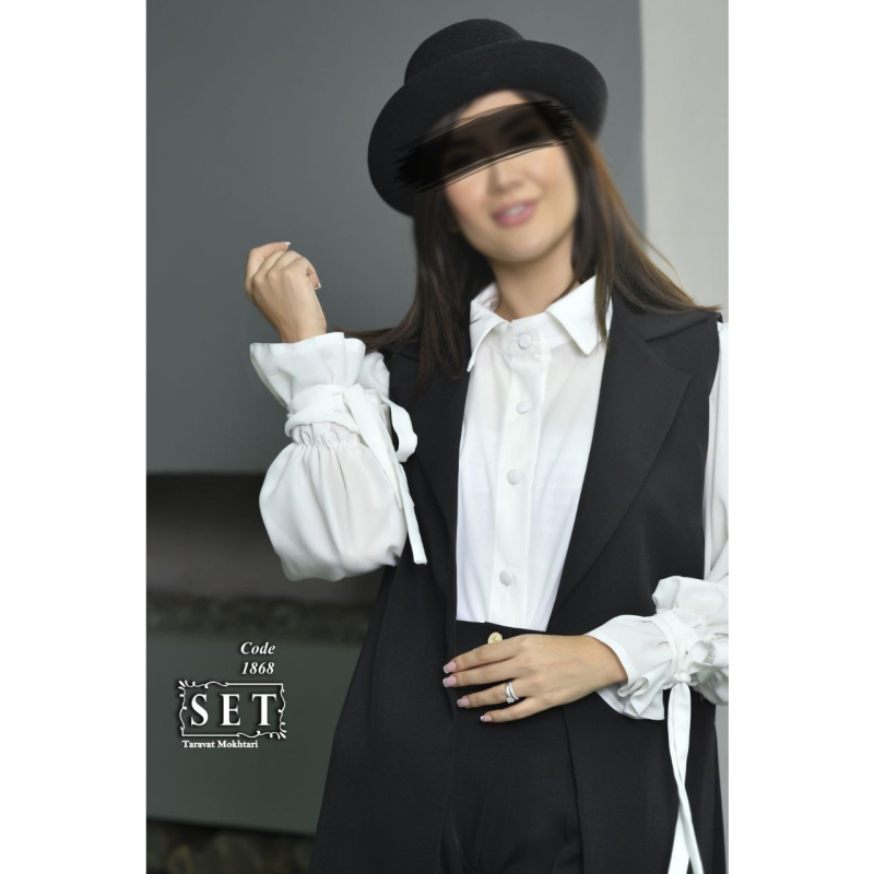 ست وست و شلوار کلاسیک مدل الیسا رنگ مشکی کد 1868 برند SET