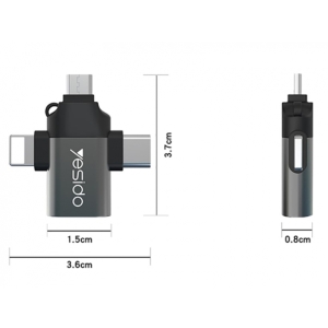 مبدل USB-C / MicroUSB / لایتنینگ OTG یسیدو مدل GS15