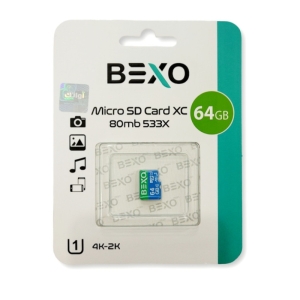 کارت حافظه موبایل ظرفیت 64GB برند BEXO مدل 533X کلاس 10 استاندارد UHS-I U1 سرعت 80MB