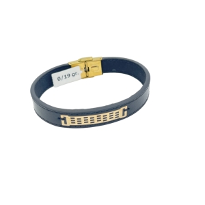 دستبند طلای 18 عیار مردانه بند چرمی کد DC012
