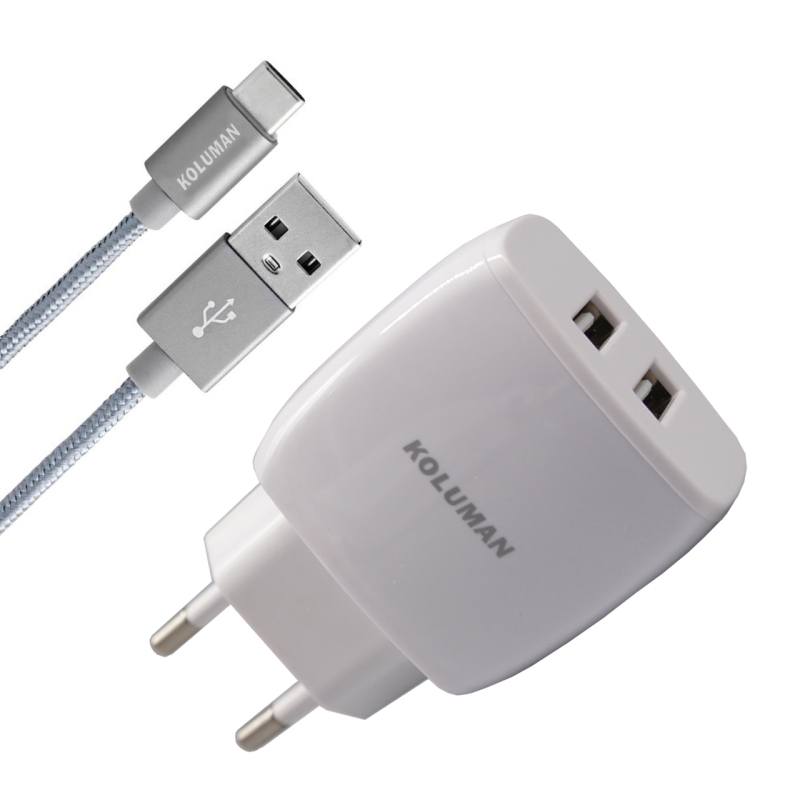 شارژر دیواری  کلومن مدل KC-H705 به همراه کابل تبدیل USB -C