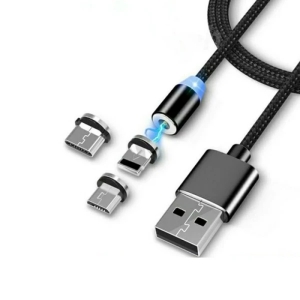 کابل تبدیل مغناطیسی USB به MicroUSB/USB-C/لایتنینگ دنمن مدل D09E طول 1 متر