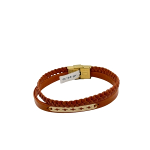 دستبند طلای 18 عیار مردانه بند چرمی کد DC002