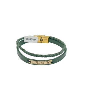 دستبند طلای 18 عیار مردانه بند چرمی  کد DC006