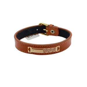 دستبند طلای 18 عیار مردانه  بند چرمی کد DC014