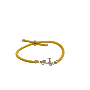 دستبند طلای ۱۸ عیار بند ابریشمی زرد مدل موتور وسپا