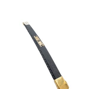 دستبند طلای 18 عیار بند چرمی مردانه کد DC032