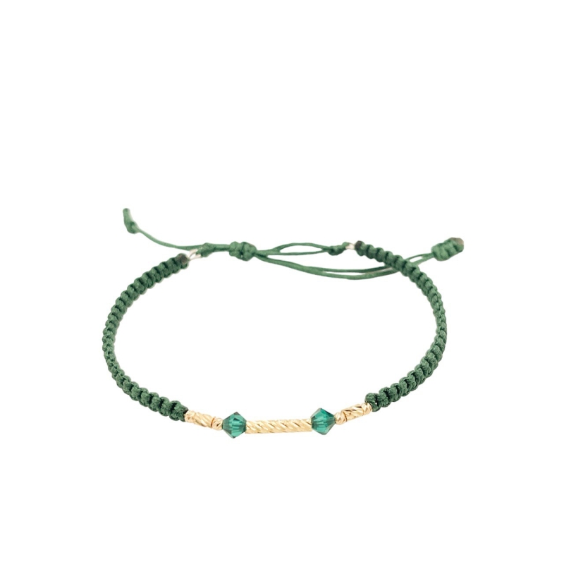 دستبند طلای 18 عیار تلفیقی سنگ و بند پارچه ای کدDP49