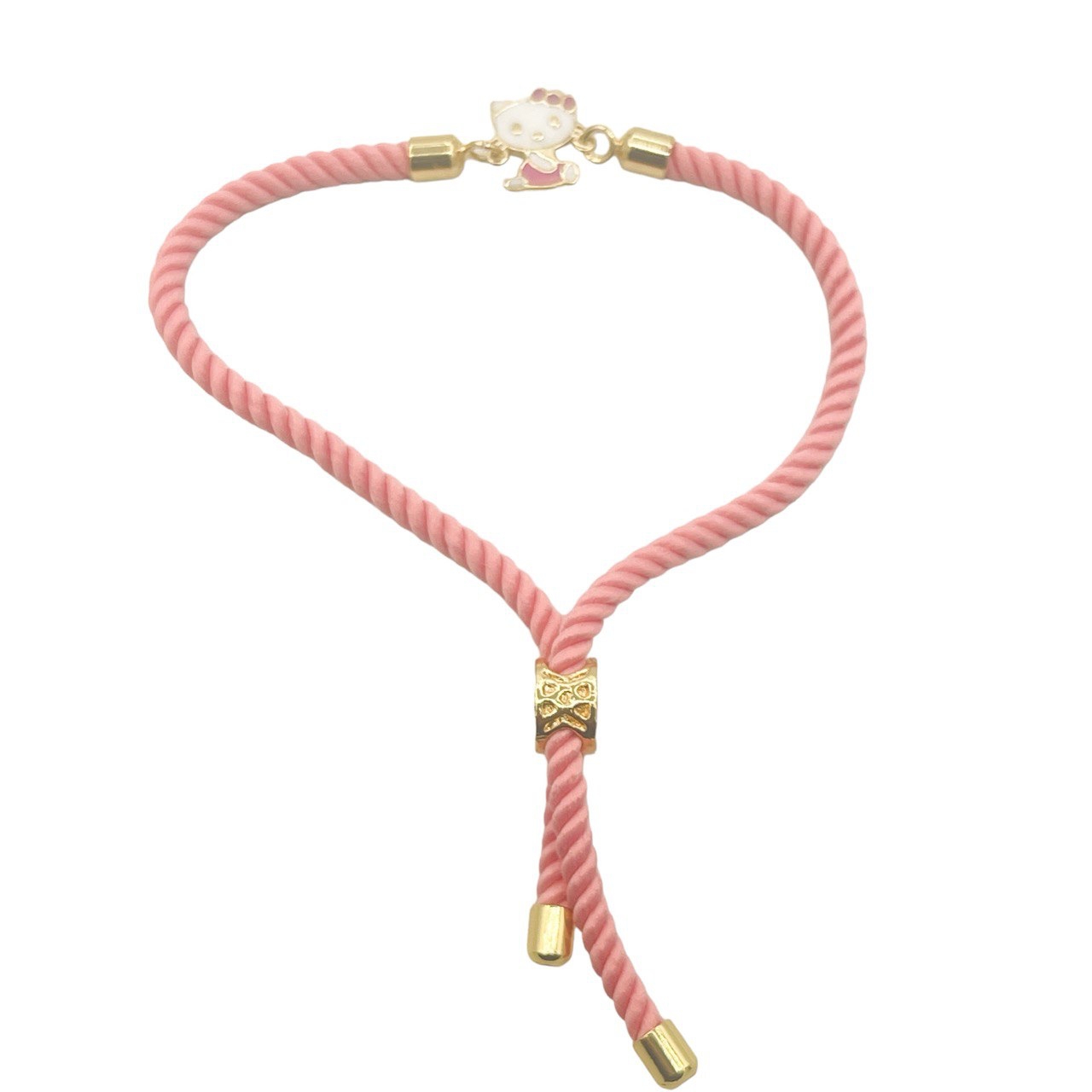 دستبند طلای 18 عیار بچه گانه مینا رنگی بند پارچه ای کد DP78