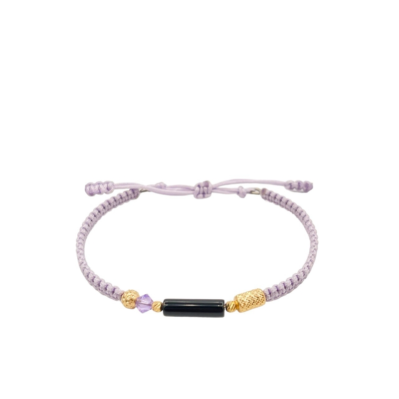 دستبند طلای 18 عیار تلفیقی سنگ و  بند پارچه ای کدDP19