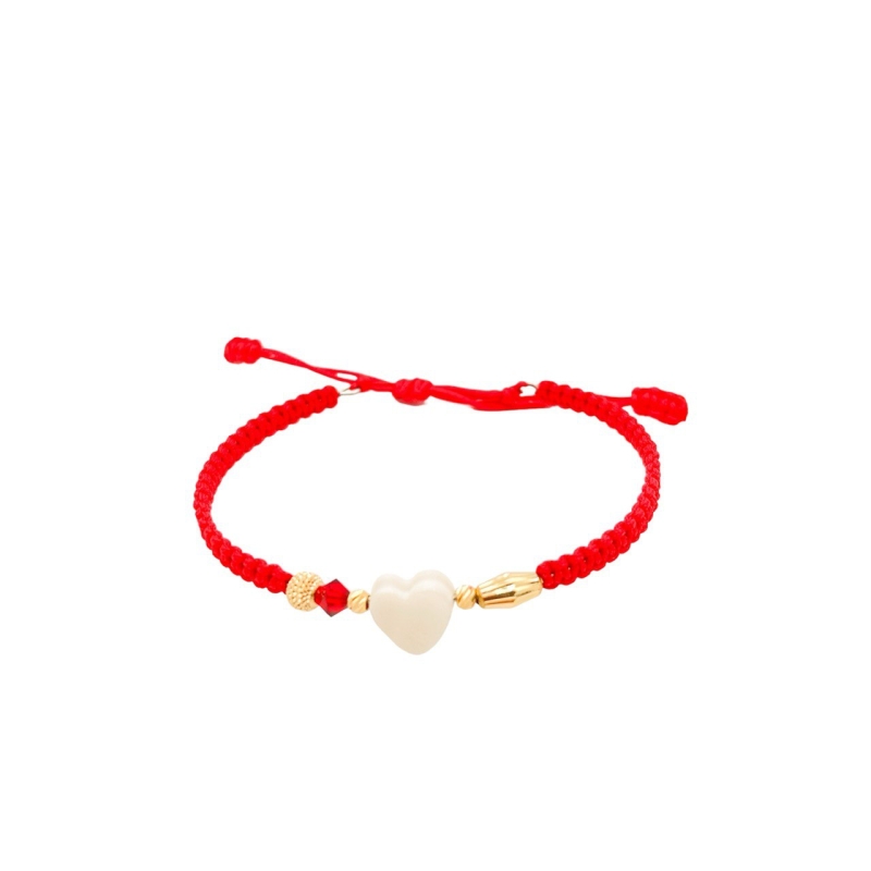 دستبند طلای 18 عیار تلفیقی سنگ و بند پارچه ای کد DP42