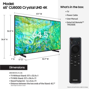 تلویزیون 65 اینچ سامسونگ 4k فوق هوشمند مدل CU8000