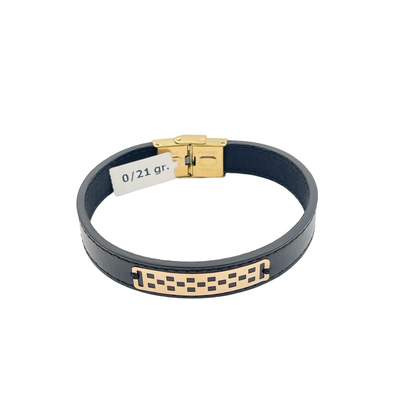 دستبند طلای 18 عیار بند چرمی مردانه کد DC027