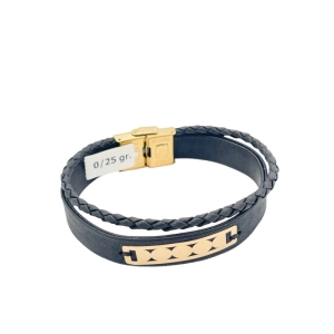 دستبند طلای 18 عیار بند چرمی مردانه کد DC032