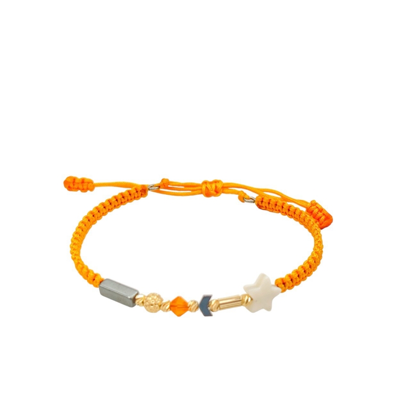 دستبند طلای 18 عیار تلفیقی سنگ و بند پارچه ای کد DP41