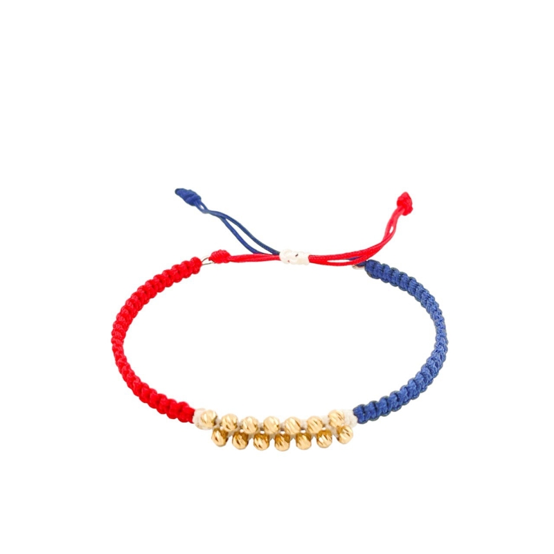 دستبند طلای 18 عیار تلفیقی سنگ و بند پارچه ای  کدDP22