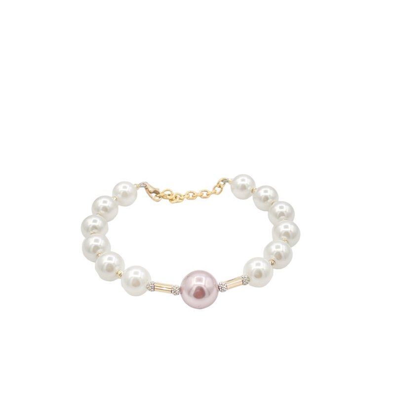 دستبند طلای 18 عیار تلفیقی مروارید  کد DP75