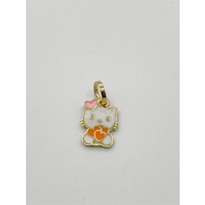 آویز گرنبند طلای 18 عیار بچه گانه مدل Hello kitty مینا کاری کد M043