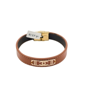 دستبند طلای 18 عیار بند چرمی مردانه کد DC023