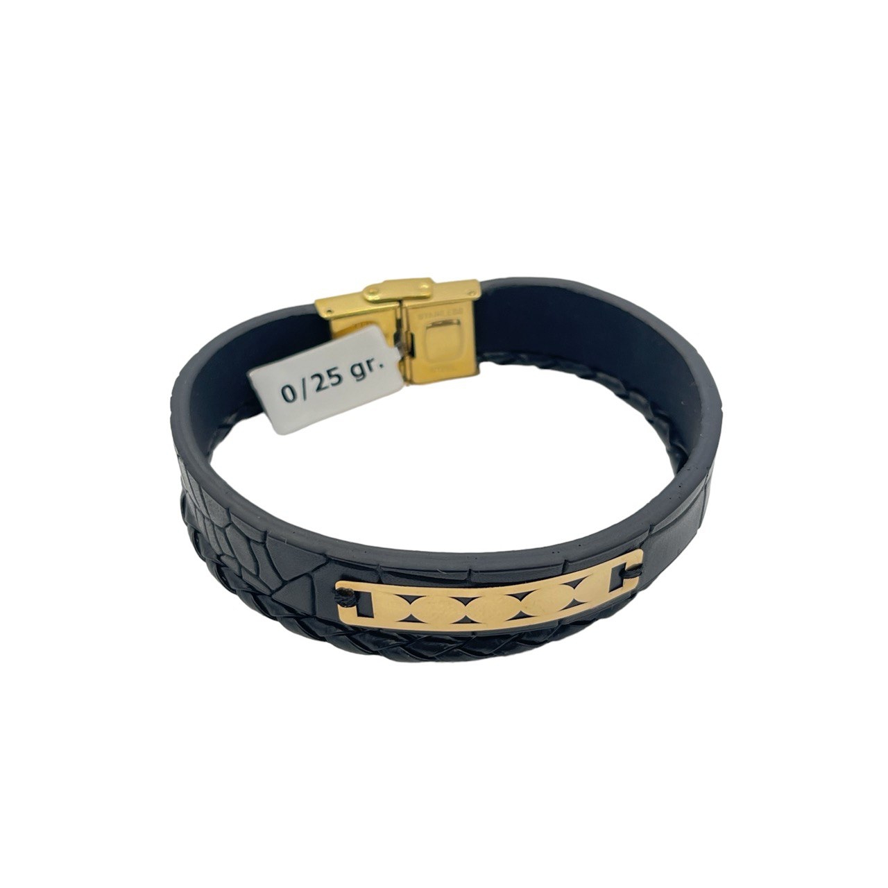 دستبند طلای 18 عیار بند چرمی مردانه کد DC025