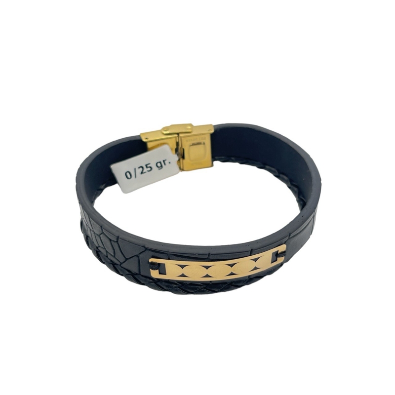 دستبند طلای 18 عیار بند چرمی مردانه کد DC025