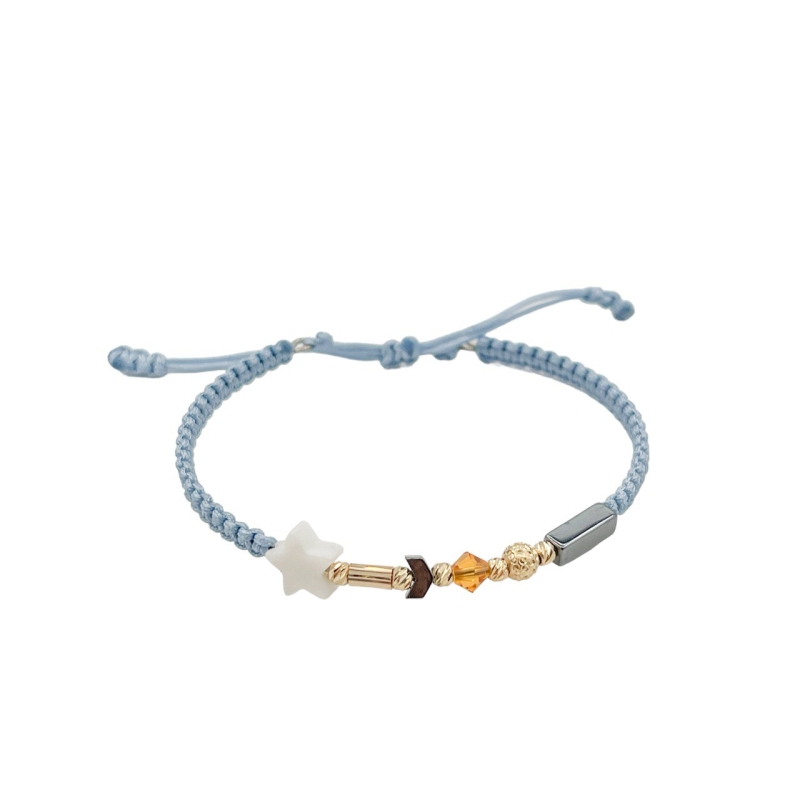 دستبند طلای 18 عیار تلفیقی سنگ و بند پارچه ای کدDP46