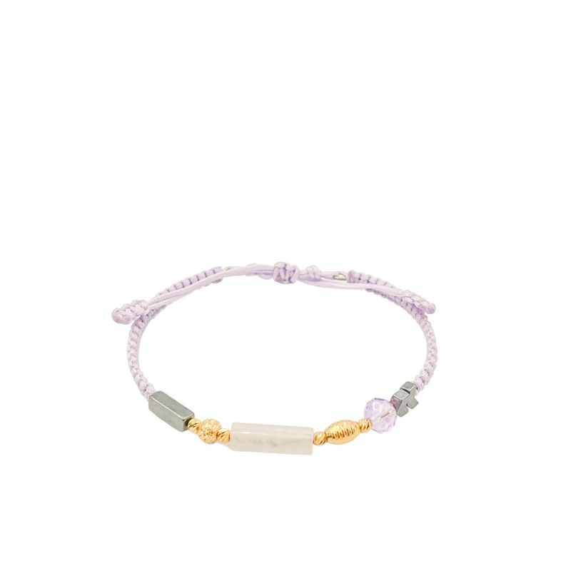 دستبند طلای 18 عیار تلفیقی سنگ و بند پارچه ای کد DP54