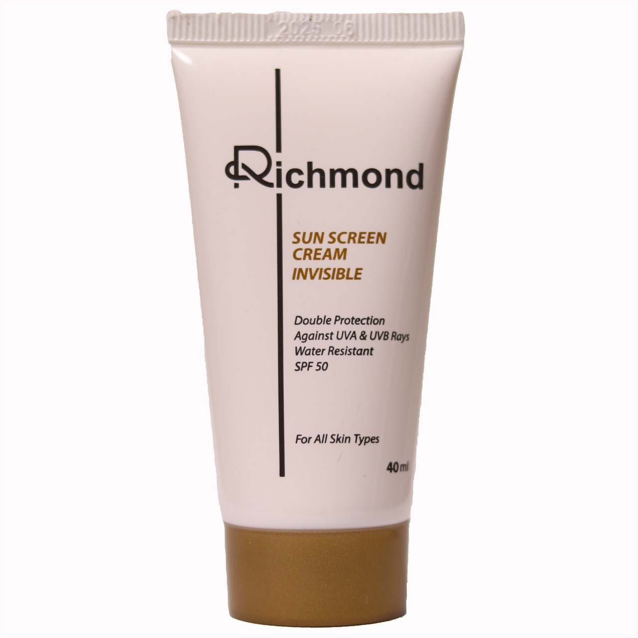 کرم ضد آفتاب ریچموند فاقد رنگ مناسب انواع پوست حجم 40 میلی لیتر