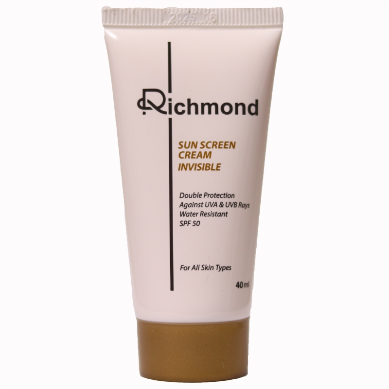 کرم ضد آفتاب ریچموند فاقد رنگ مناسب انواع پوست حجم 40 میلی لیتر