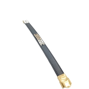 دستبند طلای 18 عیار بند چرمی مردانه کد DC027