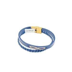 دستبند طلای 18 عیار بند چرمی مردانه کد DC016