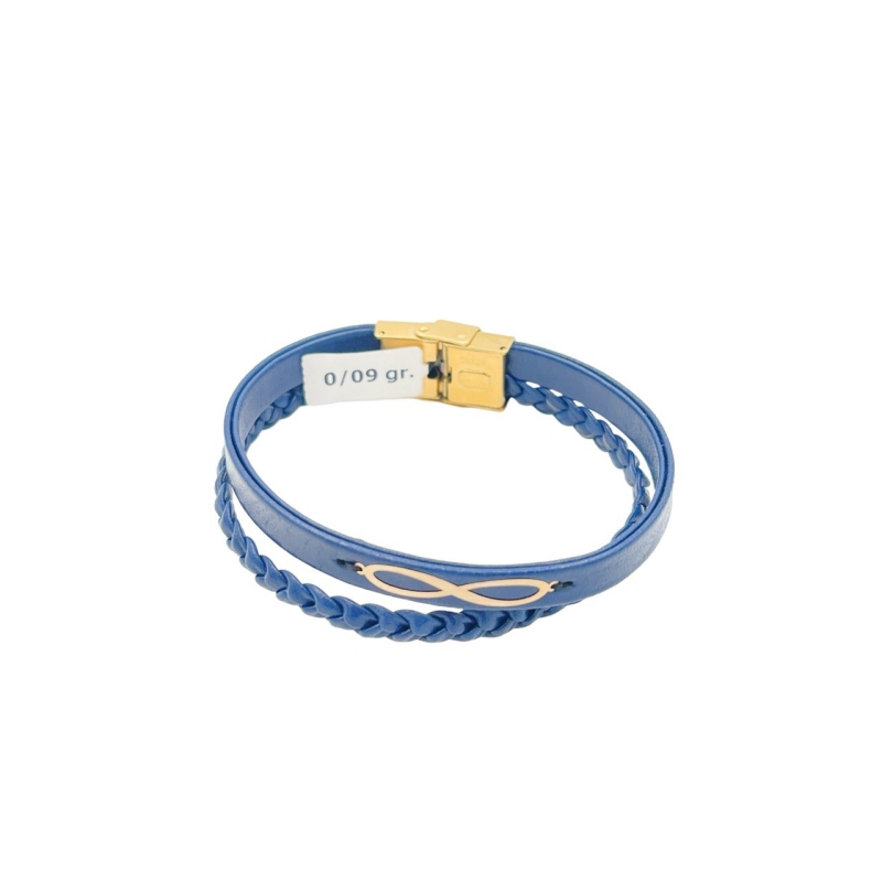 دستبند طلای 18 عیار بند چرمی مردانه کد DC016