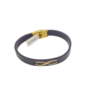 دستبند طلای 18 عیار بند چرمی مردانه کد DC017