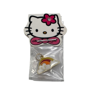 آویز گرنبند طلای 18 عیار بچه گانه مدل Hello kitty مینا کاری کد M045