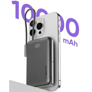 پاوربانک بی سیم مگنتی 15 وات 10000 با کابل تایپ سی 30 وات راک P30P 