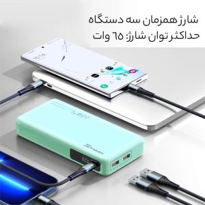  پاوربانک فست شارژ 65 وات 20000 تایپ سی کانفلون مدل A25Q 