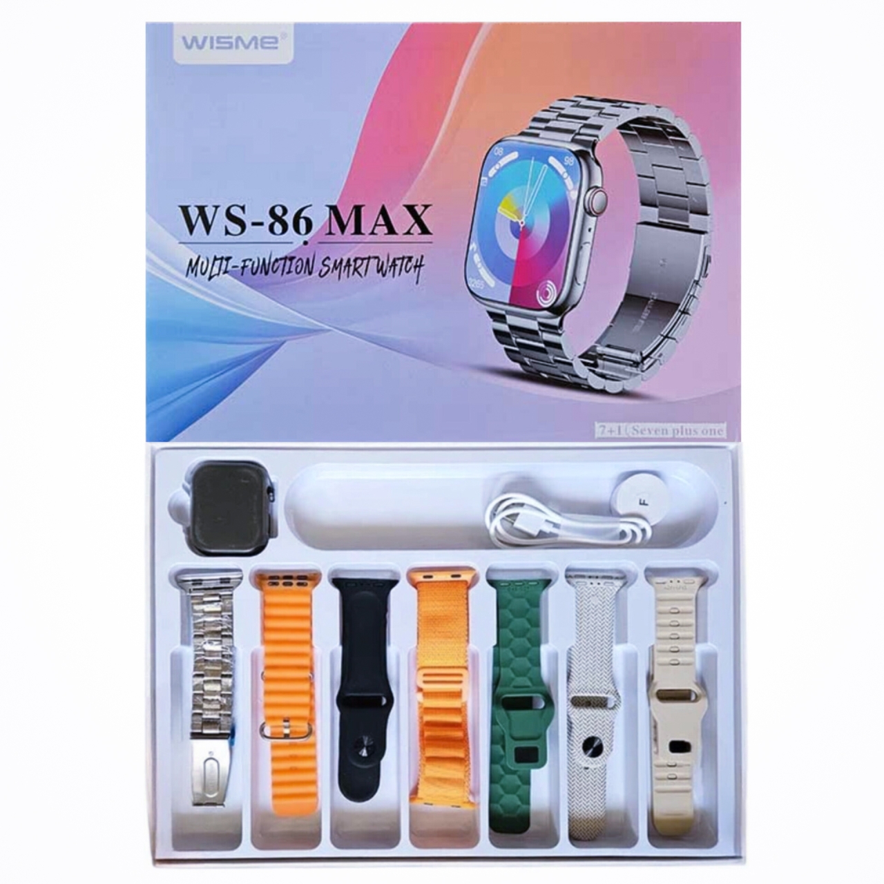 ساعت هوشمند سری9 ویسمی مدل WS-86 MAX با 7 بند فلزی و سیلیکونی