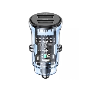  شارژر فندکی فست شارژ ماشین یو‌اس‌بی طرح شفاف یوسامز مدل US-CC162 C31 