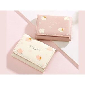  کیف پول دخترانه کوچک Taomicmic Y8303 Cat Print Short Wallet 